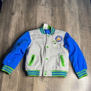 Disney Gray Toy Story Bomber Jacket with Blue and Green Details